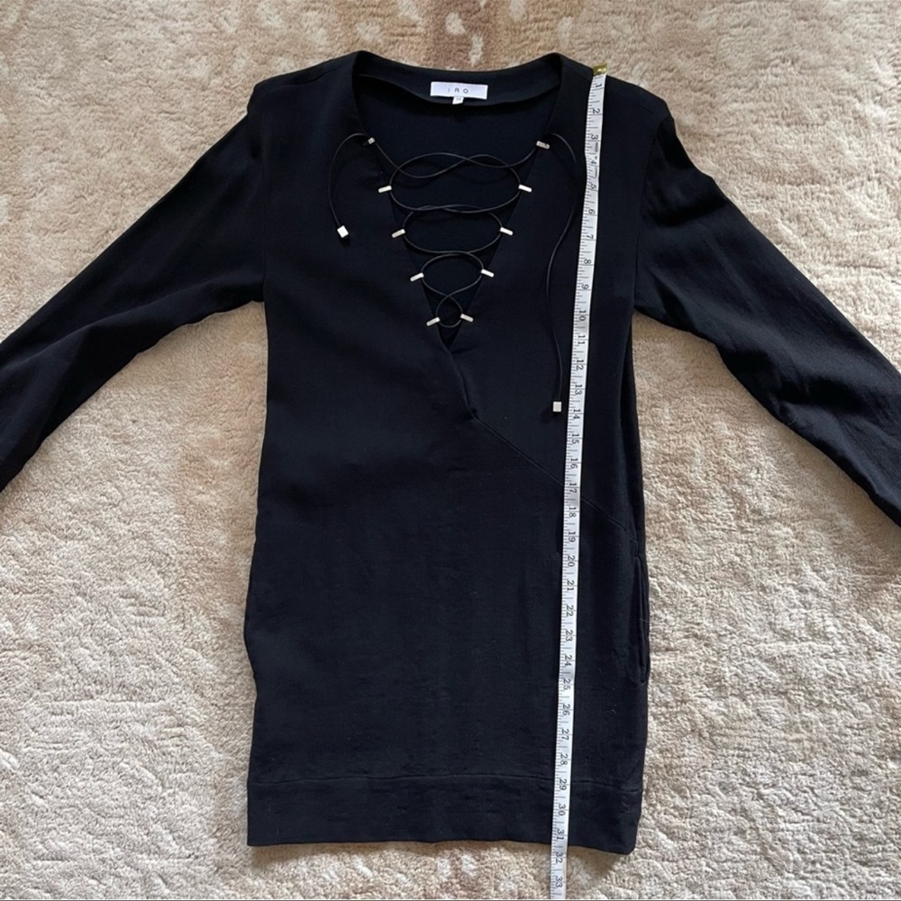 IRO Anicie Black Wool Blend Long Sleeve Mini Dress Size 34 - Picture 6 of 11